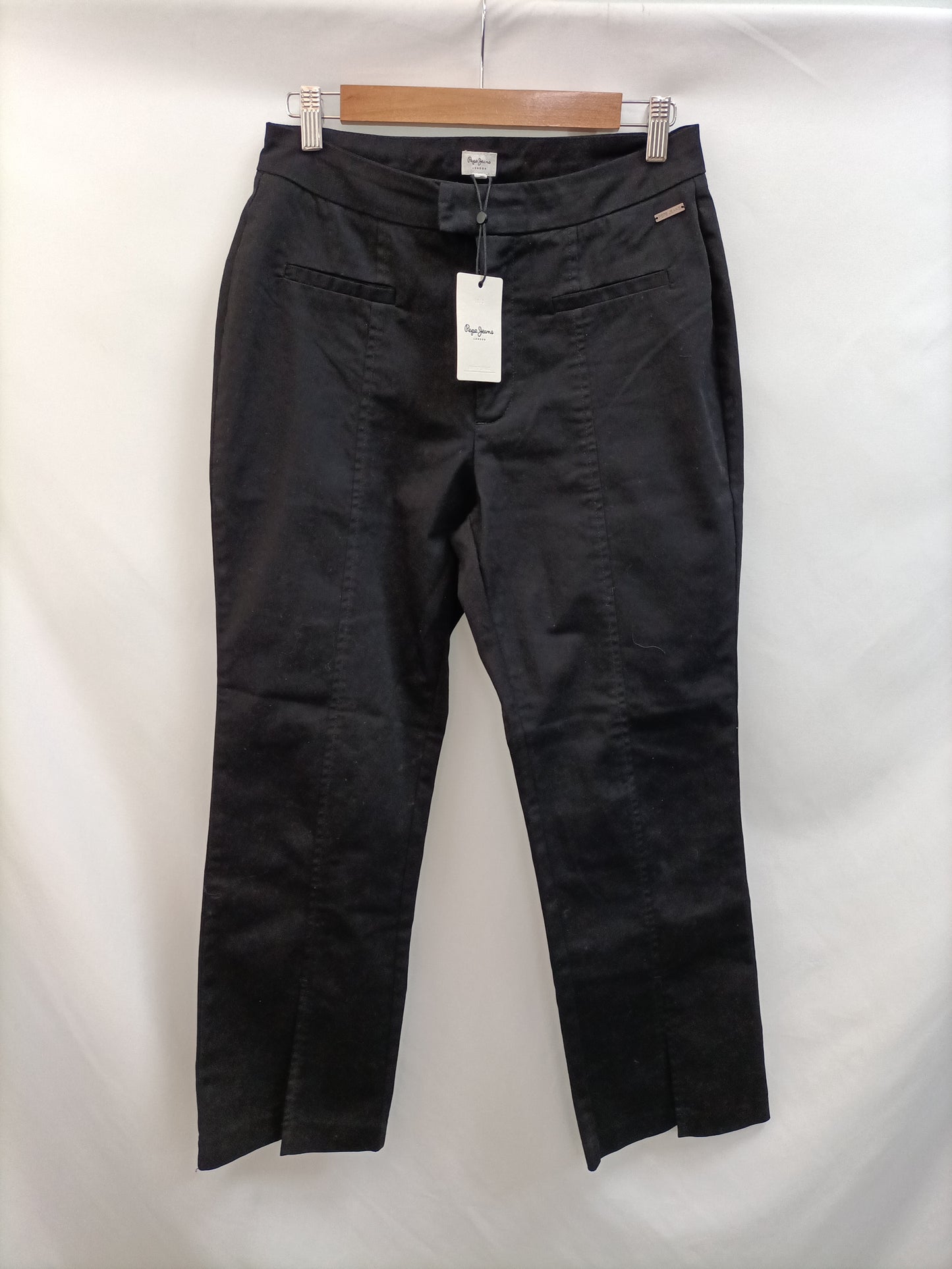 PEPE JEANS. Pantalón negro aperturas T.m