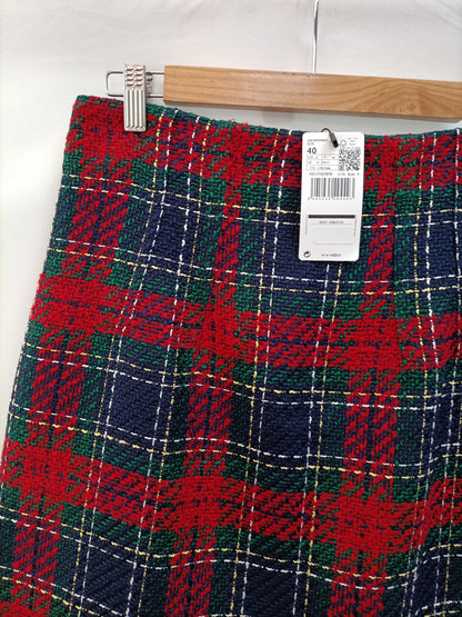 MANGO. Falda tweed cuadros T.40