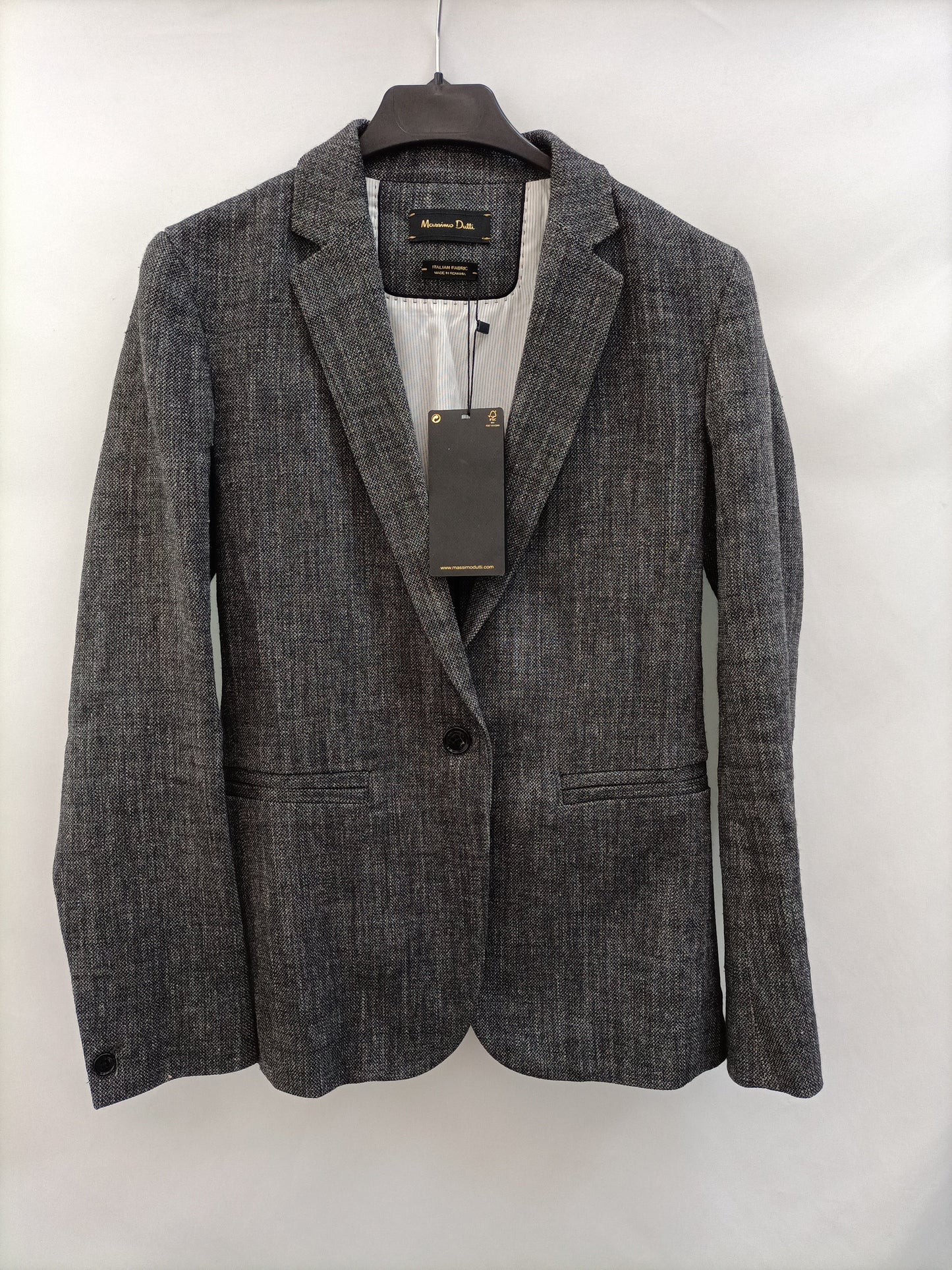MASSIMO DUTTI. Blazer jaspeado gris T.36