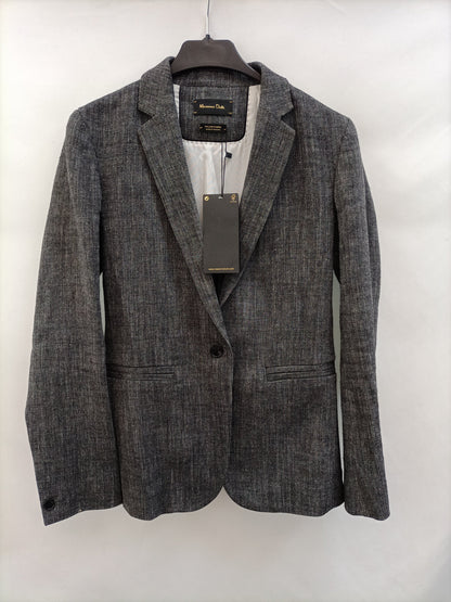 MASSIMO DUTTI. Blazer jaspeado gris T.36