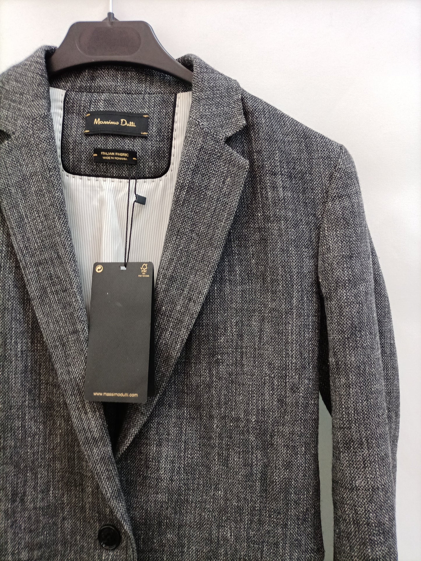 MASSIMO DUTTI. Blazer jaspeado gris T.36