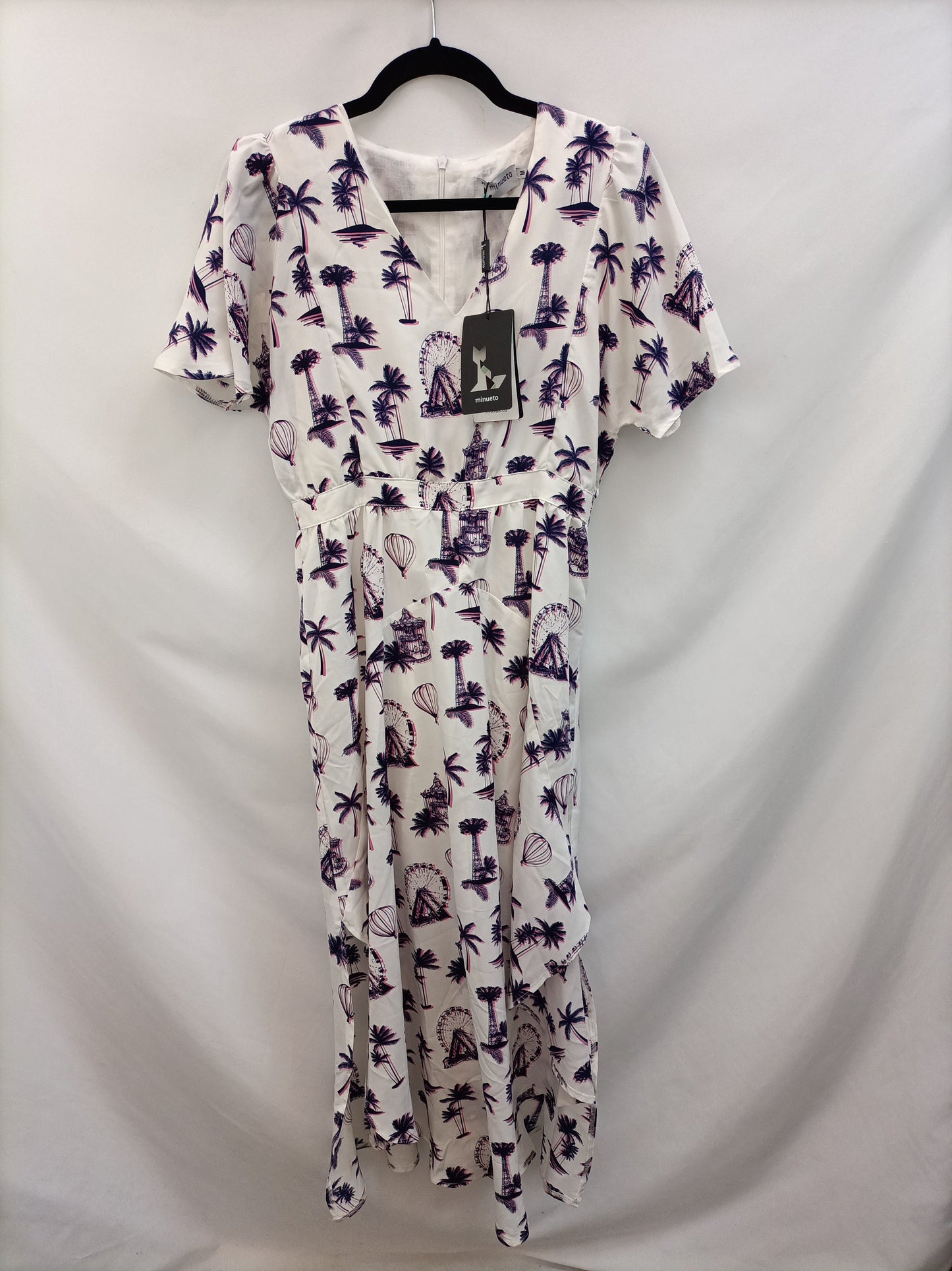 MINUETO. Vestido blanco estampado T.m