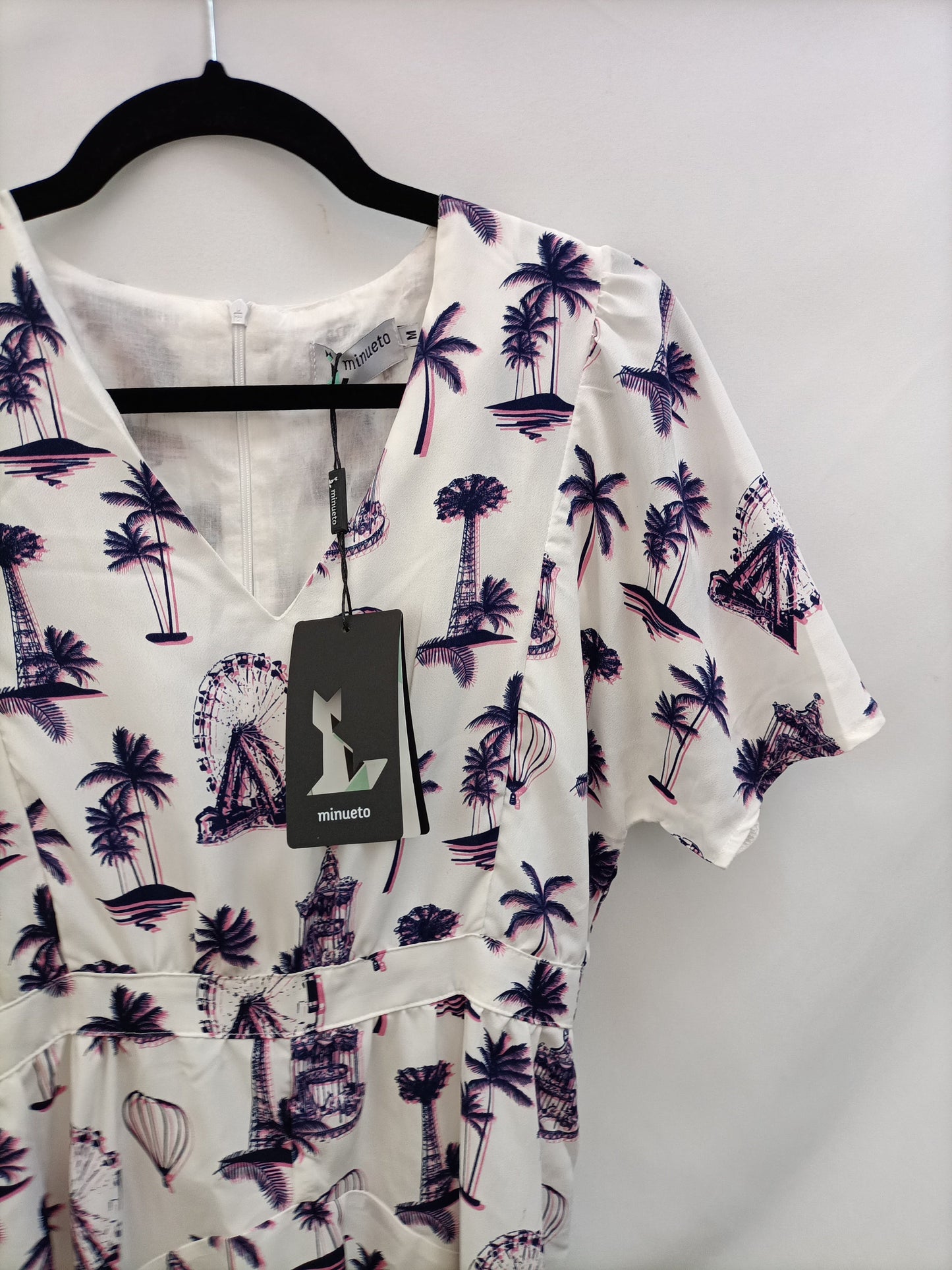 MINUETO. Vestido blanco estampado T.m