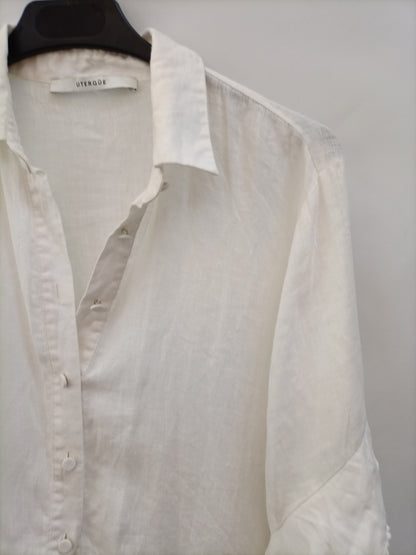 UTERQÜE.Blusa blanca lino T.s