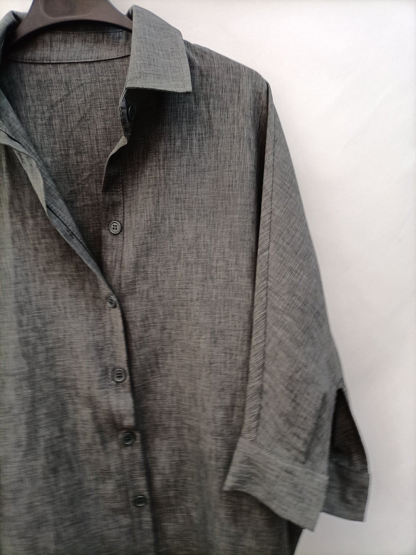 OTRAS.Vestido corto gris camisero oversized TU