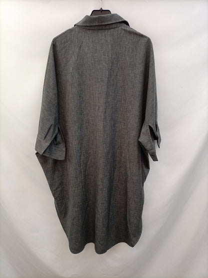 OTRAS.Vestido corto gris camisero oversized TU
