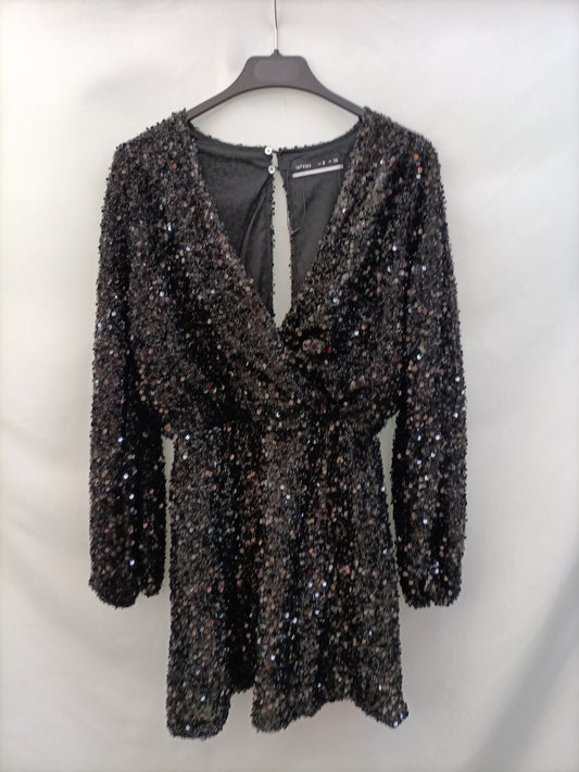 MARKET.LEFTIES.Vestido negro lentejuelas T.s