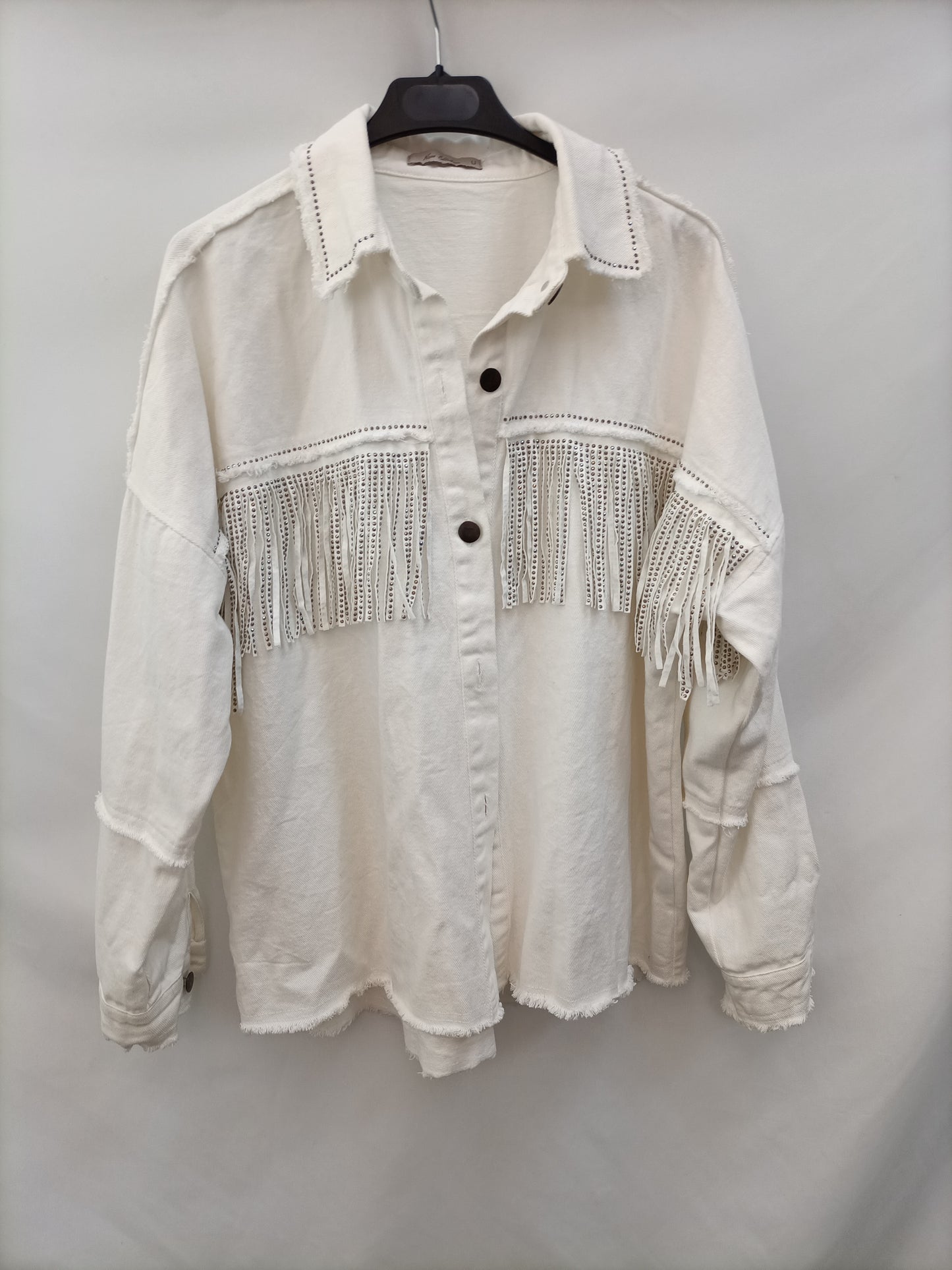NEW COLLECTION.Cazadora vaquera flecos TU (S/M)