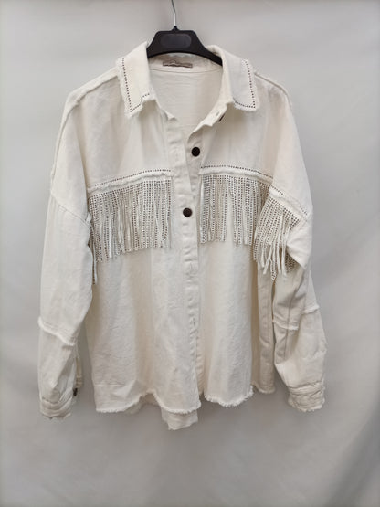 NEW COLLECTION.Cazadora vaquera flecos TU (S/M)