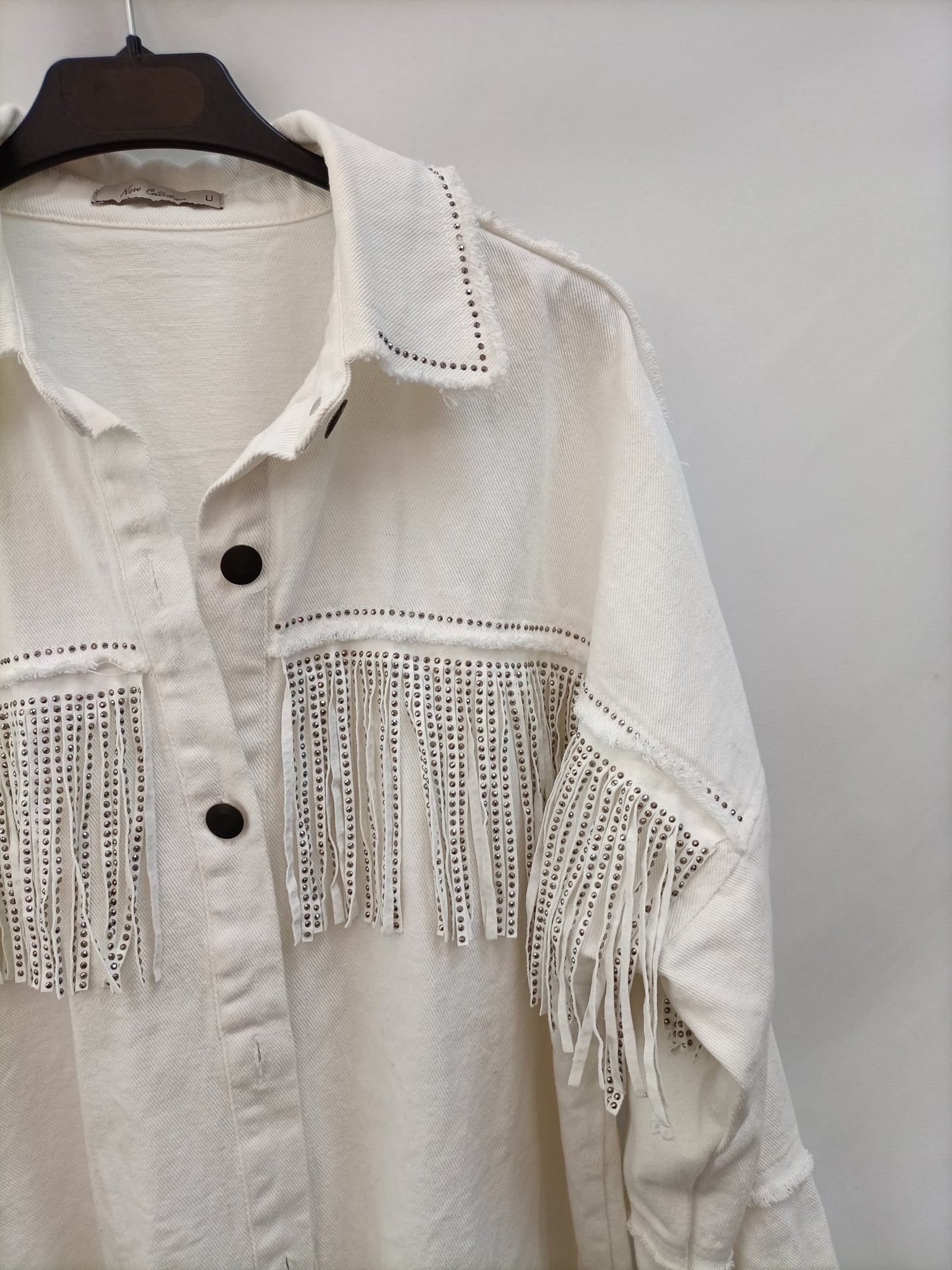NEW COLLECTION.Cazadora vaquera flecos TU (S/M)