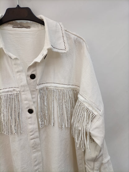 NEW COLLECTION.Cazadora vaquera flecos TU (S/M)