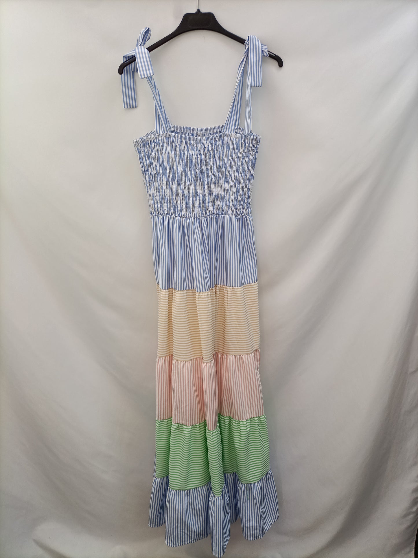 GOLDEN LIVE.Vestido largo rayas multicolor T.s