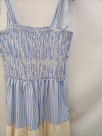 GOLDEN LIVE.Vestido largo rayas multicolor T.s