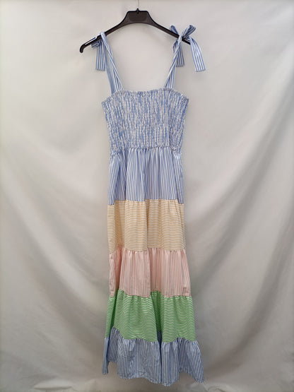 GOLDEN LIVE.Vestido largo rayas multicolor T.s