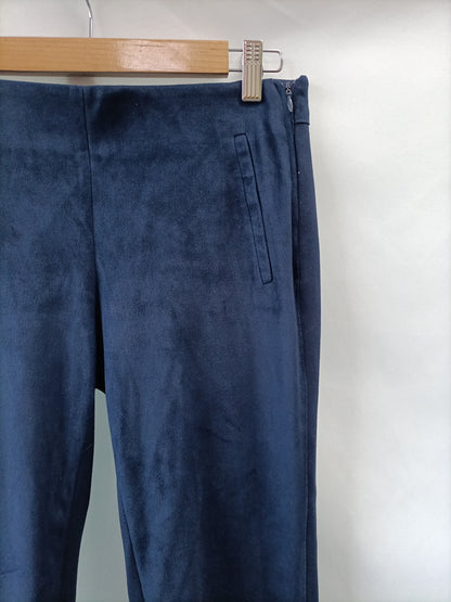 ZARA. Pantalon azul doble textura antlina T.s