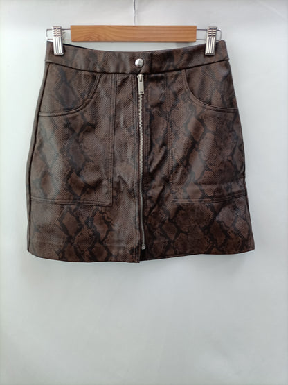STRADIVARIUS. Brown leatherette skirt size 36