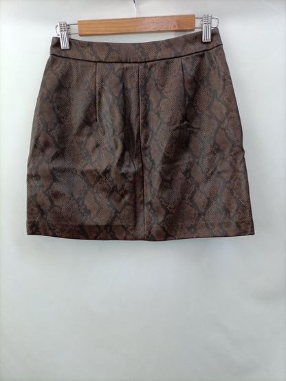 STRADIVARIUS. Brown leatherette skirt size 36