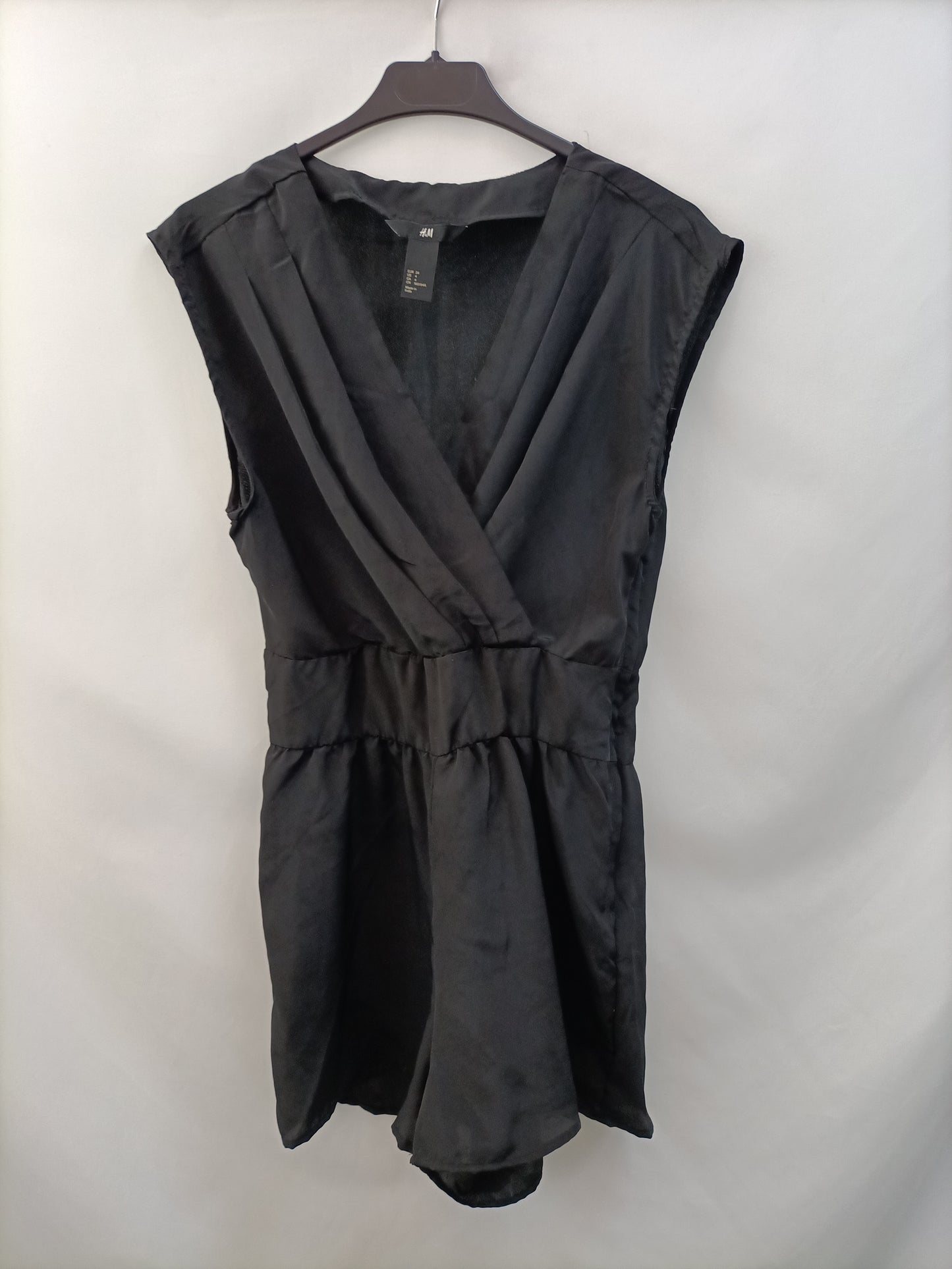 H&amp;M. Black satin jumpsuit size 34
