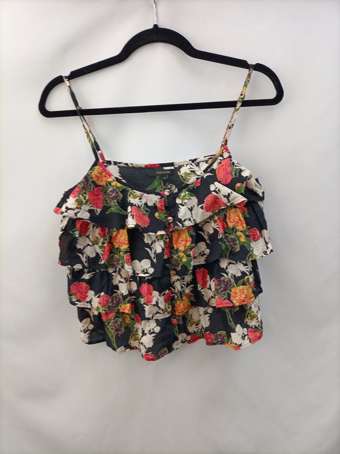 RIVER ISLAND. Black top with covered buttons TL