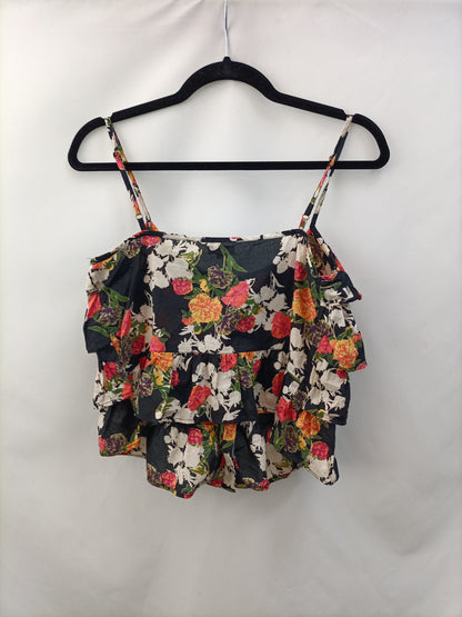 RIVER ISLAND. Black top with covered buttons TL