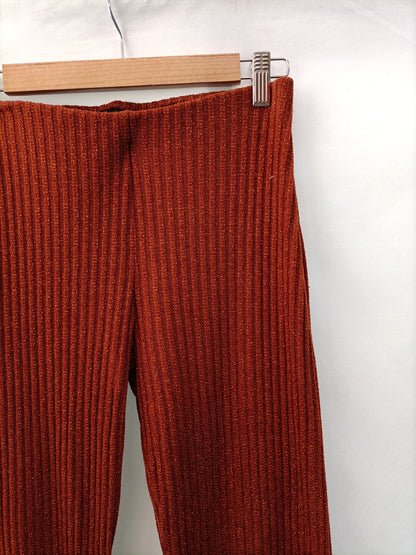 ZARA.Pantalones teja hilos brillantes T.M