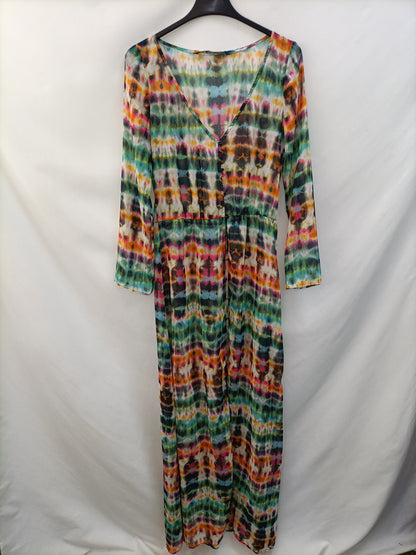 ZARA.Vestido largo transparente tie dye T.s