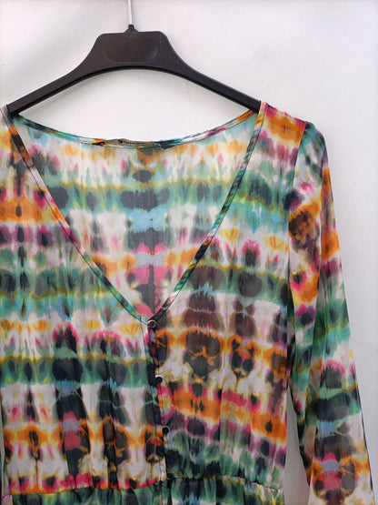 ZARA.Vestido largo transparente tie dye T.s