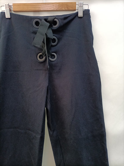 ZARA.Pantalones azules lazos T.s