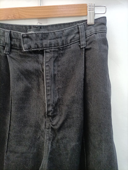 ZARA.Pantalones anchos negros T.34