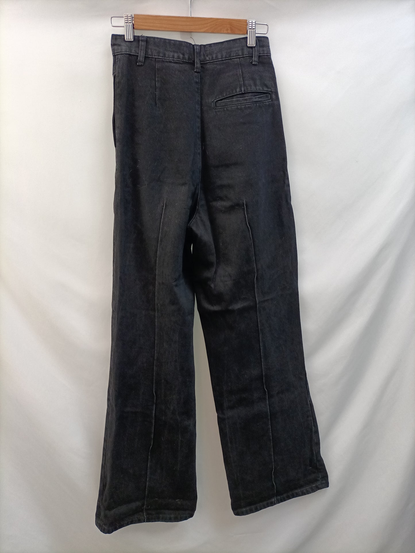 ZARA.Pantalones anchos negros T.34