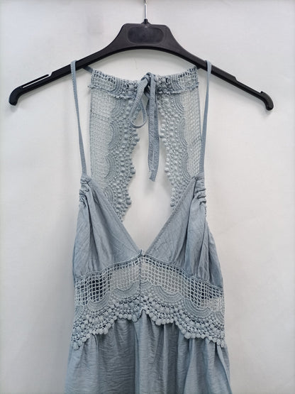 OTRAS.Top azul encaje TU (M)