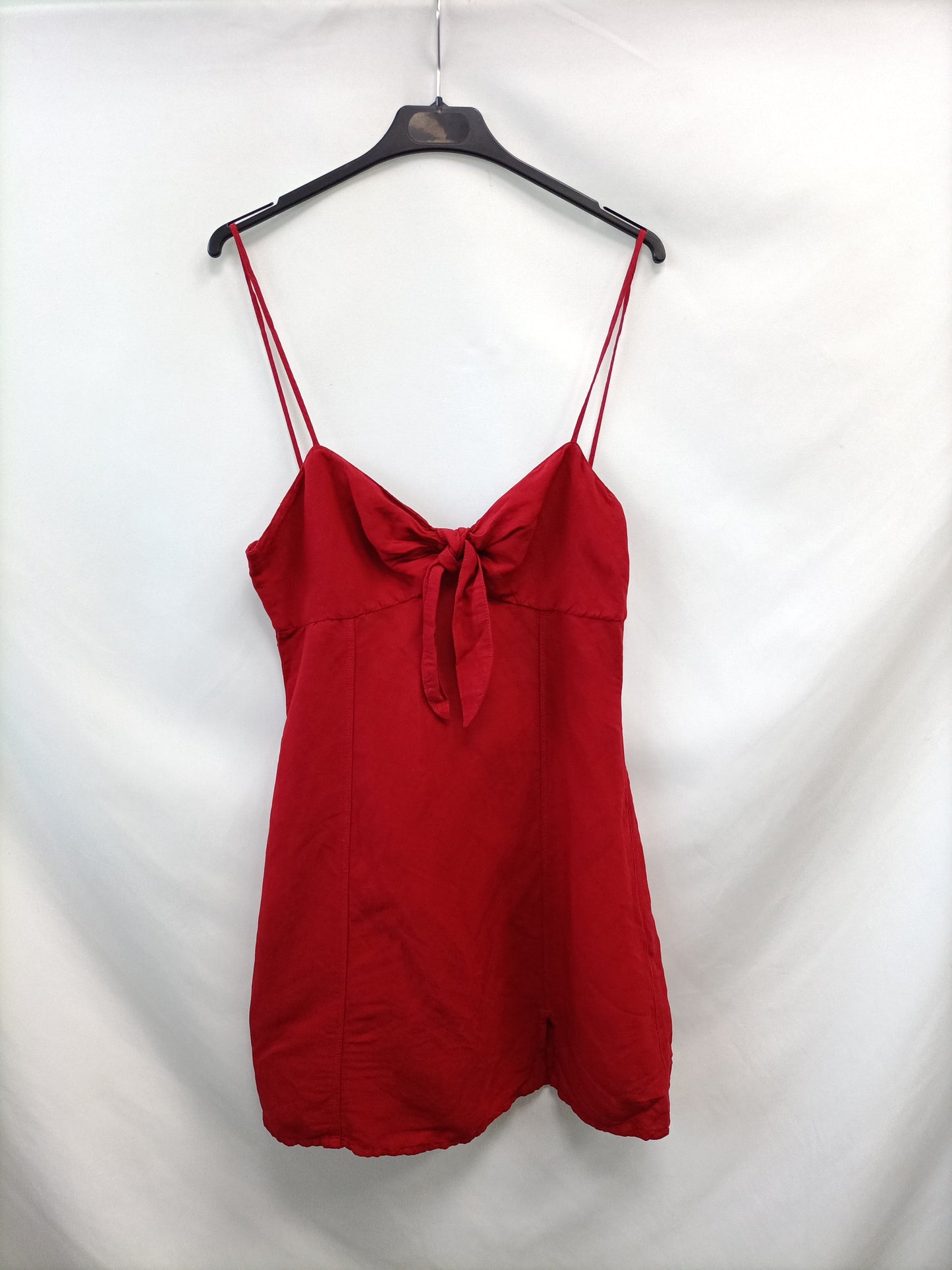 ZARA.Vestido rojo lino T.L