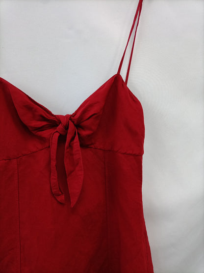 ZARA.Vestido rojo lino T.L