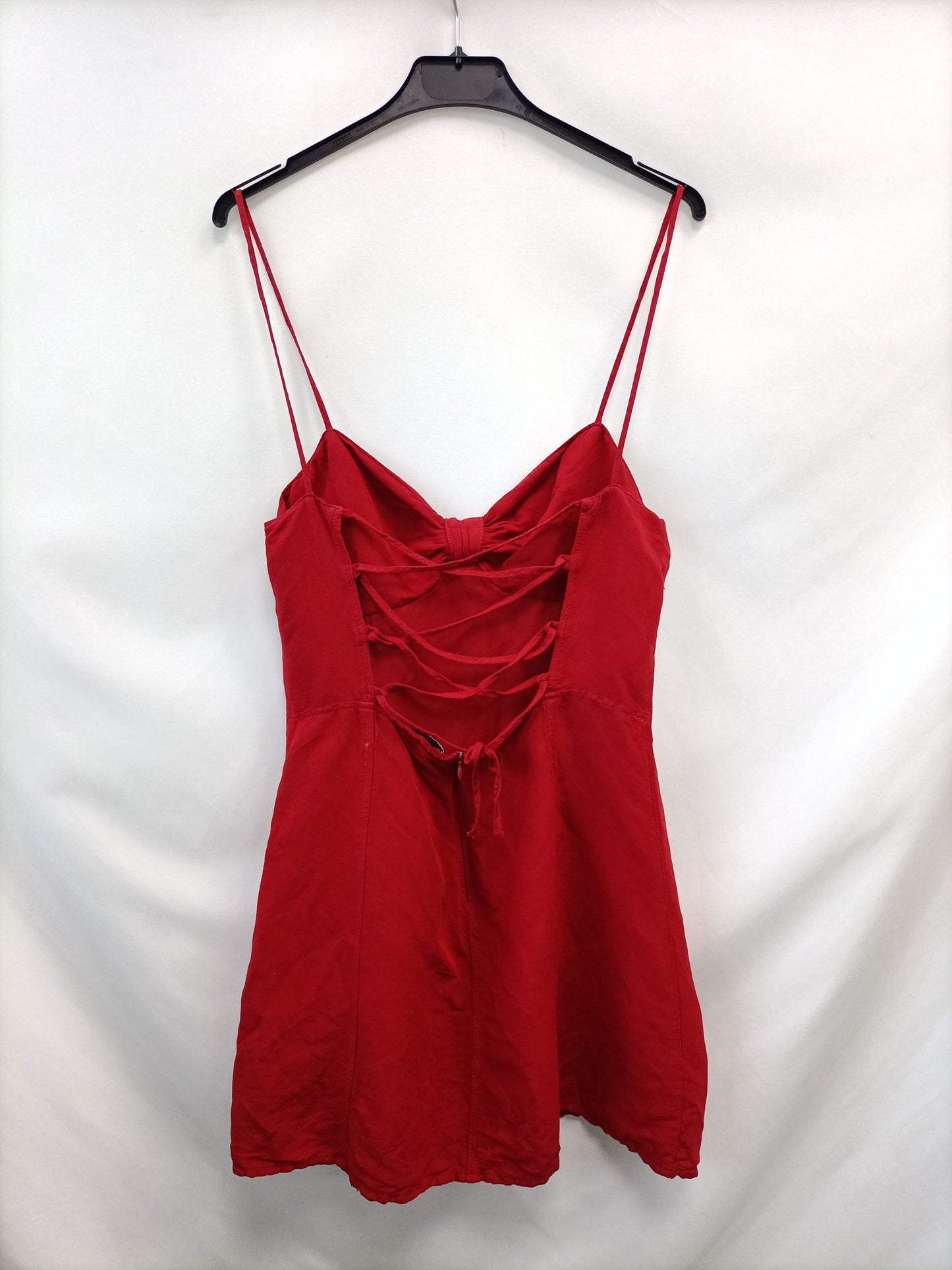 ZARA.Vestido rojo lino T.L