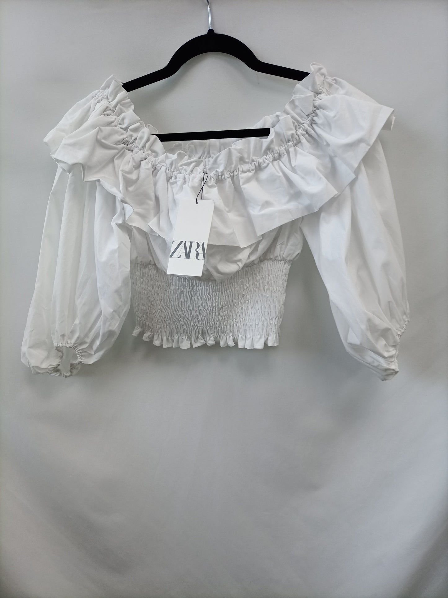 ZARA.Top fruncido nido de abeja T.L