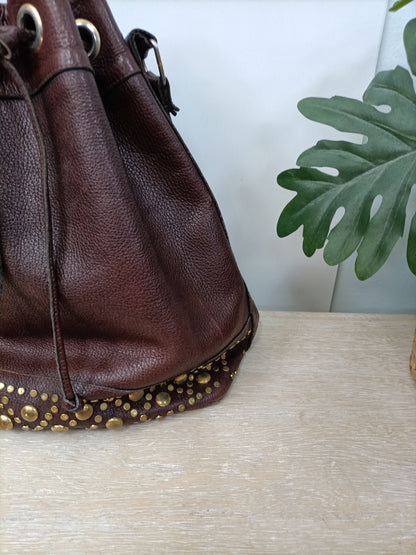 OTHERS. Brown studded bag