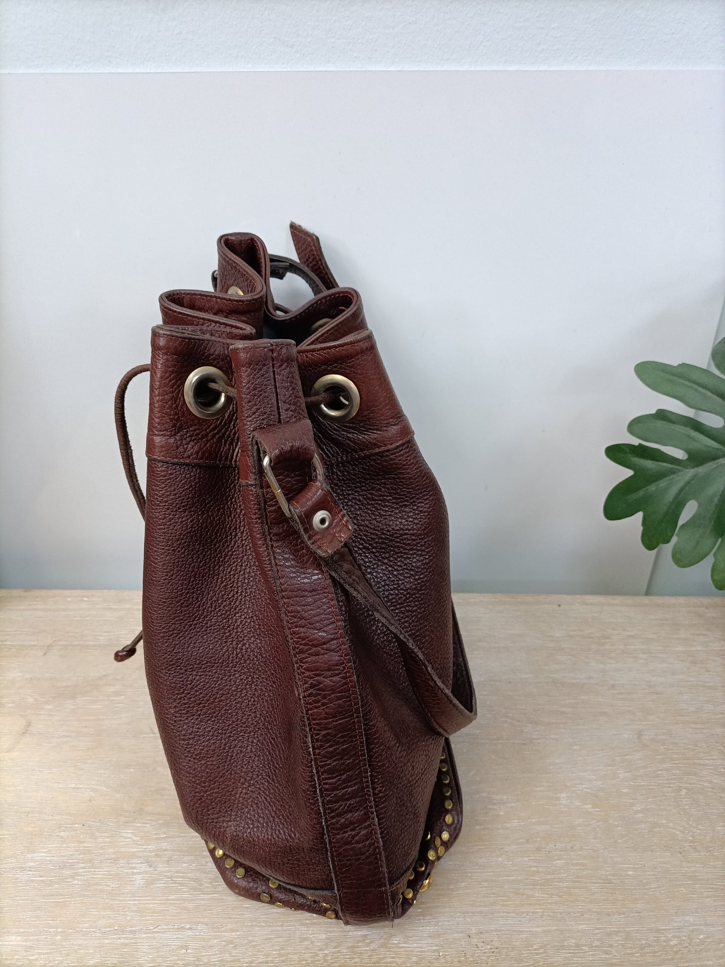 OTHERS. Brown studded bag