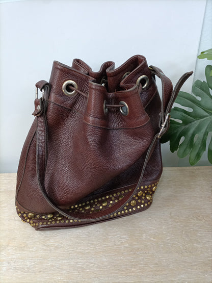 OTHERS. Brown studded bag