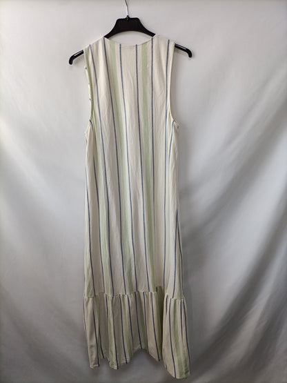 ZARA. Vestido Beige rayas T.s