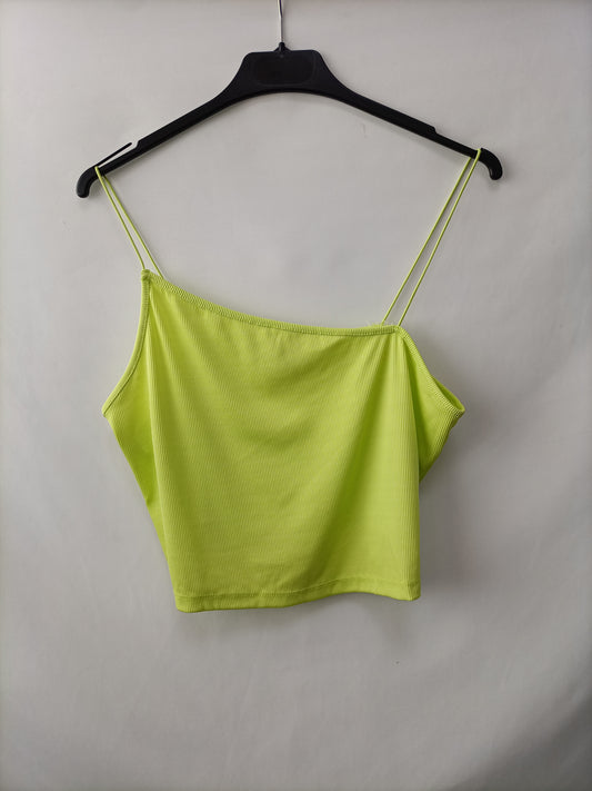 PRIMARK. Top canalé verde T.l