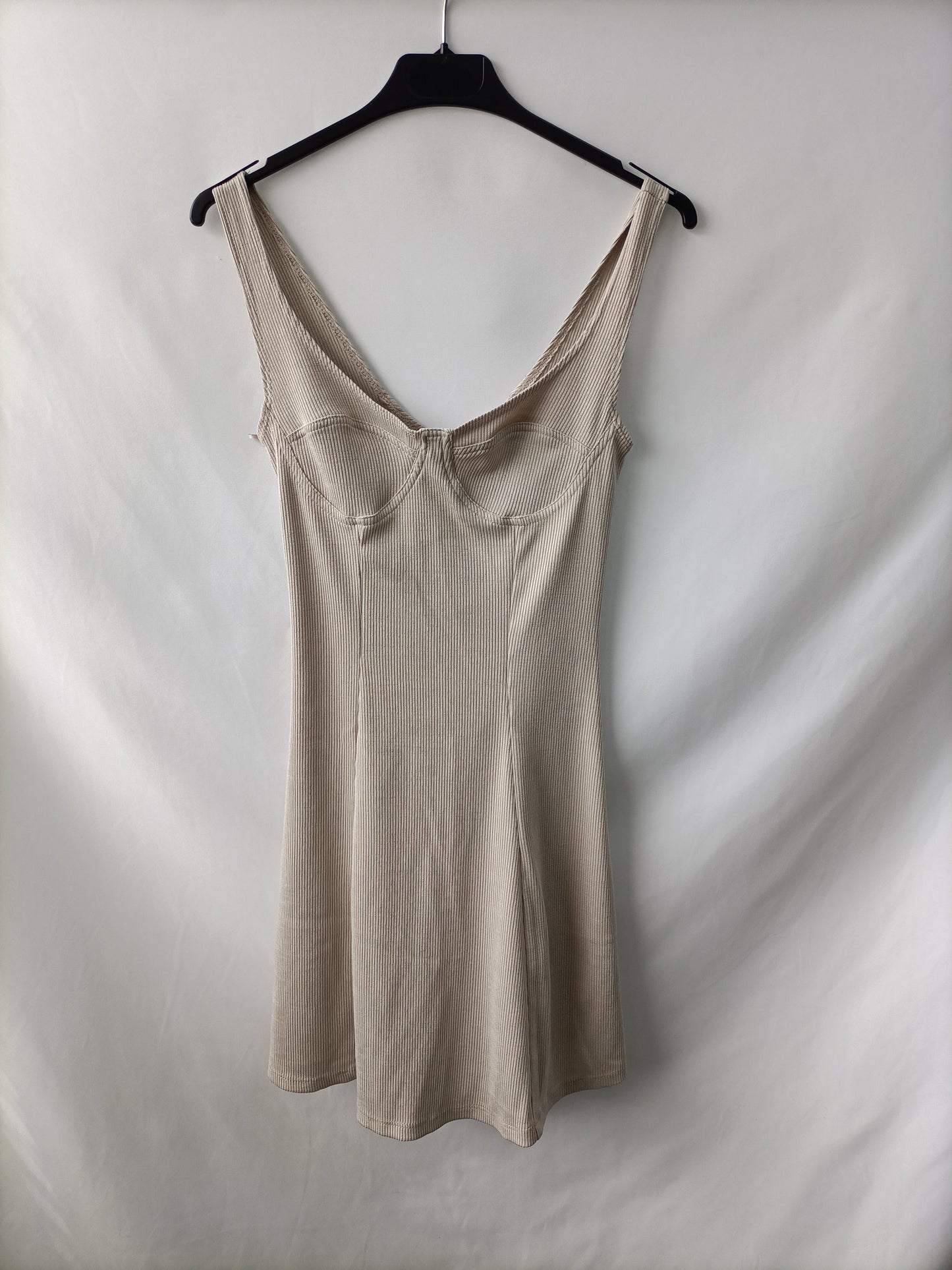 ZARA.  vestido corto canalé T.s