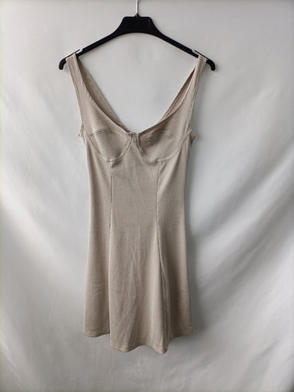 ZARA.  vestido corto canalé T.s