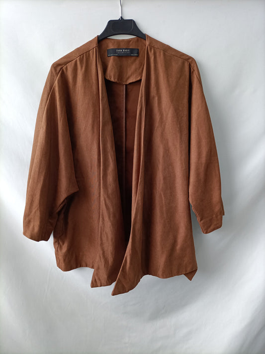 ZARA. Brown open kimono Tm