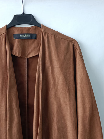 ZARA. Kimono marrón abierto T.m