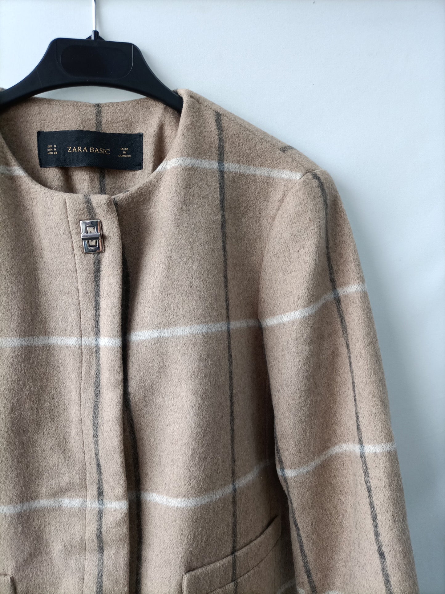 ZARA. chaqueta camel cuadros T.m