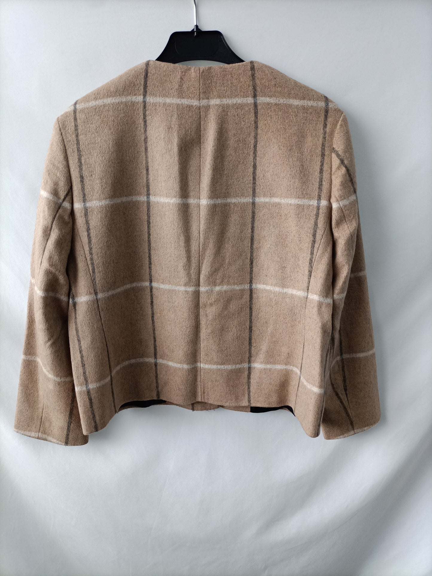 ZARA. chaqueta camel cuadros T.m