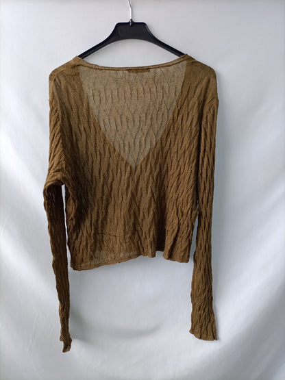 ZARA.  rebeca verde fruncida T.m