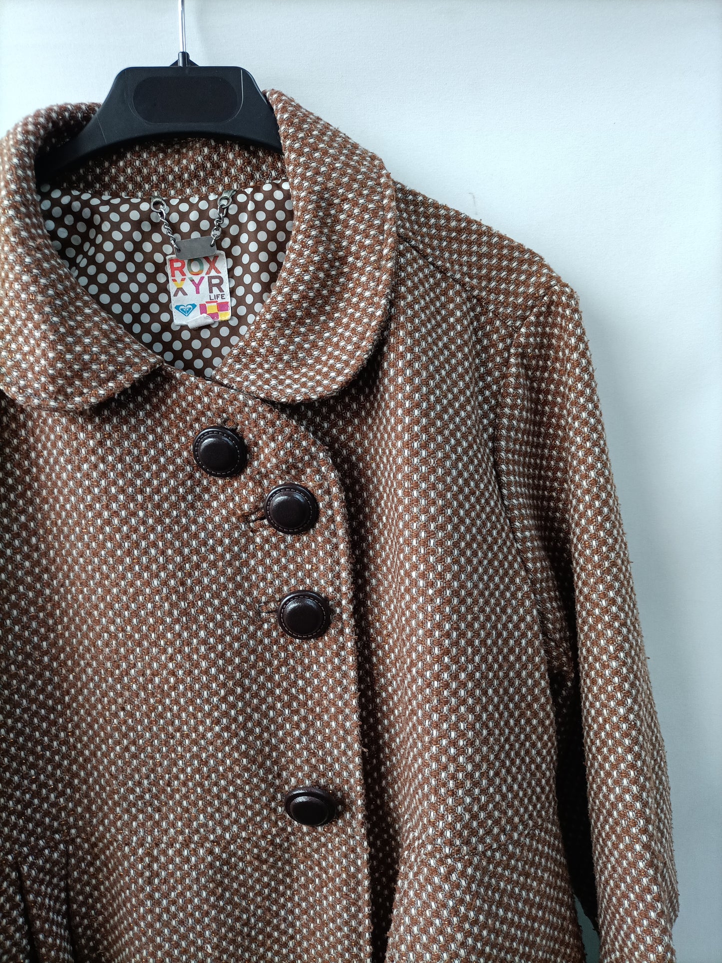 ROXY. Abrigo paño cuadros T.xl