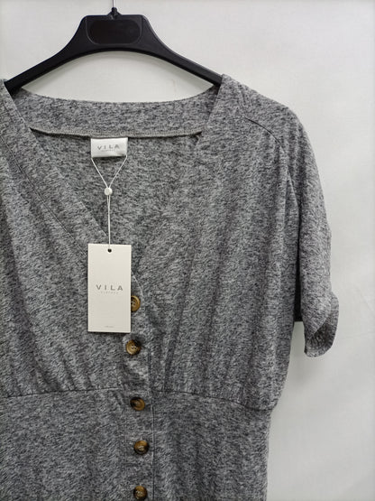 VILA. Vestido gris botoned T.xs