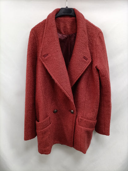 BERSHKA. Abrigo de paño teja T.u(s)